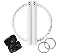 GODROP White Jump Rope - Adjustable Speed Jump Rope - 2x Steel Coated Ropes, Carrying Case - Aluminum Anti Slip Handles with Double Ball Bearings for Double Unders, CrossFit, Boxing & Home Workout for