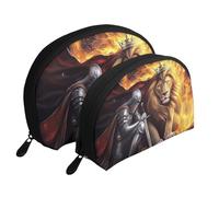 God's Armor Lion Warrior Prayer Printed Makeup Bags 2-Piece Portable Shell Travel Toiletry Bag