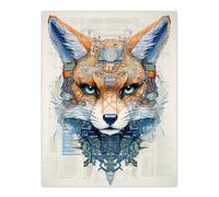 Wall Art Print Gods Blue The Fox Unclassified Document Robot Hybrid Secret Military Schematic Futuristic Arcane Manuscript Gift For Him Man Cave Poste Artery8 Multi W18 inch x H24 inch
