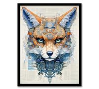 Gods Blueprint The Fox Unclassified Document Robot Hybrid Secret Military Schematic Futuristic Arcane Manuscript Gift For Him Man Cave Artwork Framed Wall Art Print 18X24 Inch