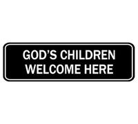 God'S Children Welcome Here Sign,10 X 3 Inches Acrylic Plaque With Strong Adhesives For Door Offices Businesses House Home Outdoor