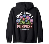 God's Creation Purpose Ephesians 2:10 Floral Faith Zip Hoodie