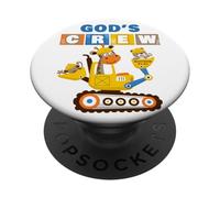 GOD's Crew - Excavator Construction Kids Christian Animals PopSockets Adhesive PopGrip
