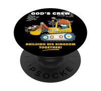 GOD's Crew - Excavator Construction Kids Christian Animals PopSockets Adhesive PopGrip