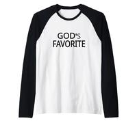God's Favorite Black Text Designed Raglan Baseball Tee
