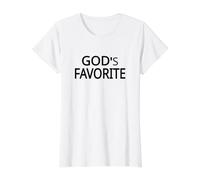 God's Favorite Black Text Designed Value Graphic T-Shirt, Women, White, XS