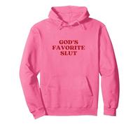 God's Favorite Slut Y2k Aesthetic Pullover Hoodie, Adult Unisex, Bright Pink, M