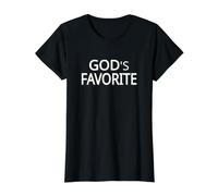 God's Favorite White Text Designed Value Graphic T-Shirt, Women, Black, L