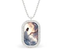 God's Gifts Women's Square White Diamond Necklace Adjustable Pendant Chain Gift for Mom