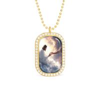 God's Gifts Women's Square White Diamond Necklace Adjustable Pendant Chain Gift for Mom