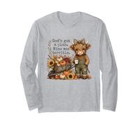 God's Got A Plan Mine was Terrible Highland Cow Fall Jesus Long Sleeve T-Shirt