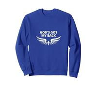 God's Got My Back: Faithful Angelic Wings Cross Sweatshirt, Adult Unisex, Royal Blue, XXL