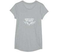 God's Got My Back: Faithful Angelic Wings Cross T-Shirt, Girls, Heather Grey, Small