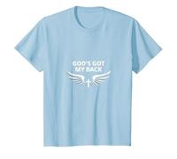 God's Got My Back: Faithful Angelic Wings Cross T-Shirt, Kids, Baby Blue, 4 Years