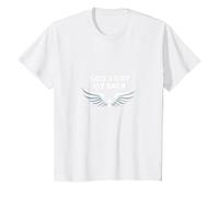 God's Got My Back: Faithful Angelic Wings Cross T-Shirt, Kids, White, 12 Years