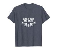 God's Got My Back: Faithful Angelic Wings Cross T-Shirt, Men, Heather Blue, 6XL