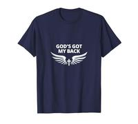 God's Got My Back: Faithful Angelic Wings Cross T-Shirt, Men, Navy, 4XL