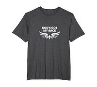God's Got My Back: Faithful Angelic Wings Cross T-Shirt, Men's Big and Tall, Dark Heather Grey, 4X Tall