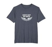 God's Got My Back: Faithful Angelic Wings Cross T-Shirt, Men's Big and Tall, Heather Blue, 4X Tall