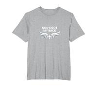 God's Got My Back: Faithful Angelic Wings Cross T-Shirt, Men's Big and Tall, Heather Grey, 2X Tall