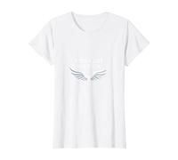 God's Got My Back: Faithful Angelic Wings Cross T-Shirt, Women, White, S