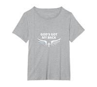 God's Got My Back: Faithful Angelic Wings Cross T-Shirt, Women's Plus, Heather Grey, 2X