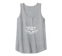 God's Got My Back: Faithful Angelic Wings Cross Tank Top, Women, Heather Grey, XL