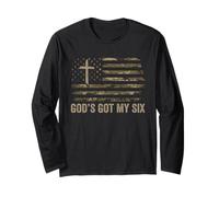 God's Got My Six Christian Military Veteran Dad Vet Men Long Sleeve T-Shirt