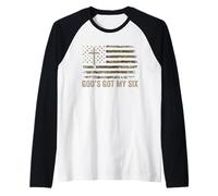 God's Got My Six Christian Military Veteran Dad Vet Men Raglan Baseball Tee