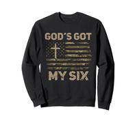 God's Got My Six Christian Military Veteran Dad Vet Men Sweatshirt