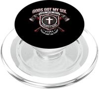 Gods Got My Six Firefighter Faith Valor Duty Shield PopSockets PopGrip for MagSafe