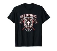 Gods Got My Six Firefighter Faith Valor Duty Shield T-Shirt