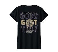 God's Got This Religious Christian Faith Print on Back T-Shirt, Women, Black, Medium