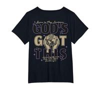 God's Got This Religious Christian Faith Print on Back T-Shirt, Women's Plus, Black, 1X