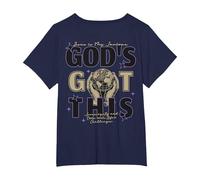 God's Got This Religious Christian Faith Print on Back T-Shirt, Women's Plus, Navy Blue, 6X
