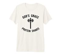 God's Grace Protein Shakes Barbell Christian Gym Cross Premium T-Shirt