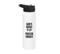 God's Grace Protein Shakes Dumbbell Christian Weight Lifter Stainless Steel Insulated Water Bottle