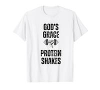 God's Grace Protein Shakes Dumbbell Christian Weight Lifter Value Graphic T-Shirt