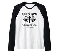 God's Gym Where Faith Gets Stronger Lift Heavy Pray Hard Raglan Baseball Tee