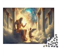 Gods in Heaven A Divine Encounter 1000-Piece Puzzle for Adults, 38x26cm/1000pcs, to Complete Gradually over A Weekend; White Card Pieces for A Neat Table
