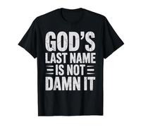 God's Last Name is Not Damn It Church Sarcasm Jokes - Value Graphic T-Shirt, Men, Black, L