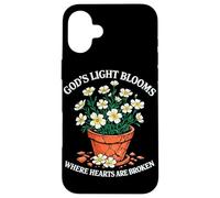 God's Light Blooms Where Hearts Are Broken Christian Jesus Case for iPhone 16 Plus
