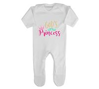 God's Little Princess Statement Baby Romper Jumpsuit with feet, 0-3 Months, White