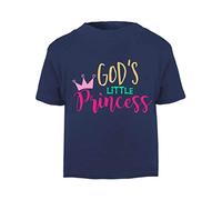 God's Little Princess Statement Short Sleeve Cotton Toddler t Shirt, 1-2 Years, Navy