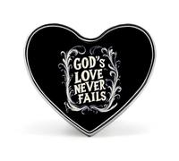 God's Love Never Fails Enamel Lapel Pin Heart Badge Brooches for Women Men Jewelry Backpack Hats Decor