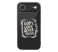 God's Love Never Fails Phone Case Compatible with iPhone 17 Air Pro Max Glass Protective Cover with Hanging Hole