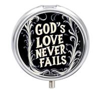 God's Love Never Fails Small Pill Box Case 3 Compartment 2"