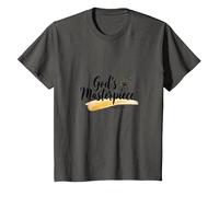 Gods Masterpiece Child of God Inspirational Faith Quote T-Shirt, Kids, Asphalt, 4 Years