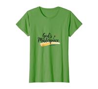 Gods Masterpiece Child of God Inspirational Faith Quote T-Shirt, Women, Grass, 3XL