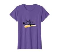 Gods Masterpiece Child of God Inspirational Faith Quote T-Shirt, Women, Purple Heather, XXL